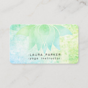 Tarjeta De Visita Verde azulado Lotus Flower Beach Yoga Mediation Wa