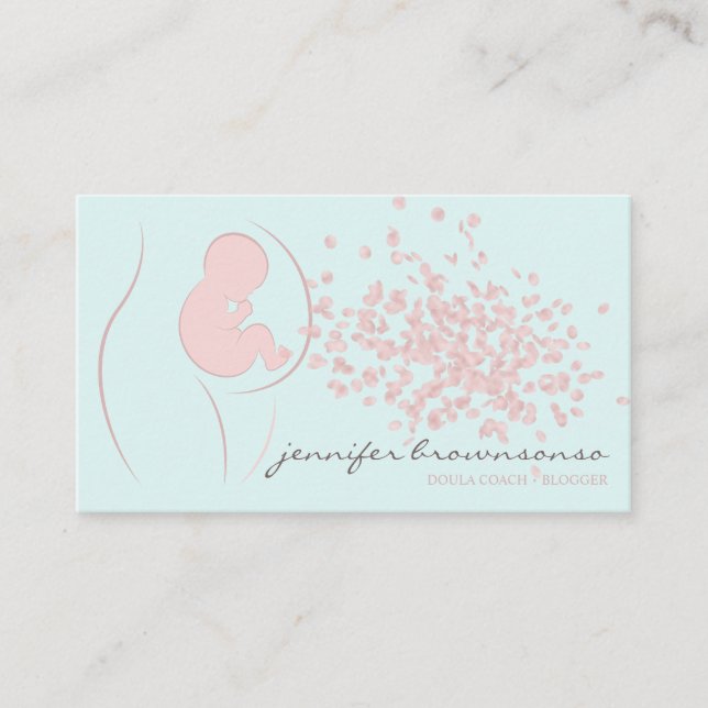 Tarjeta De Visita Verde azulado simple entrenador de birth (Anverso)