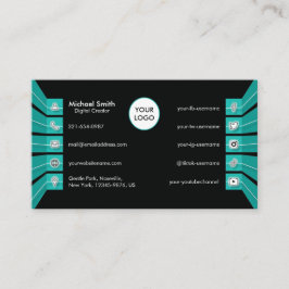 Tarjeta De Visita Verde azulados Iconos de medios sociales verdes mi