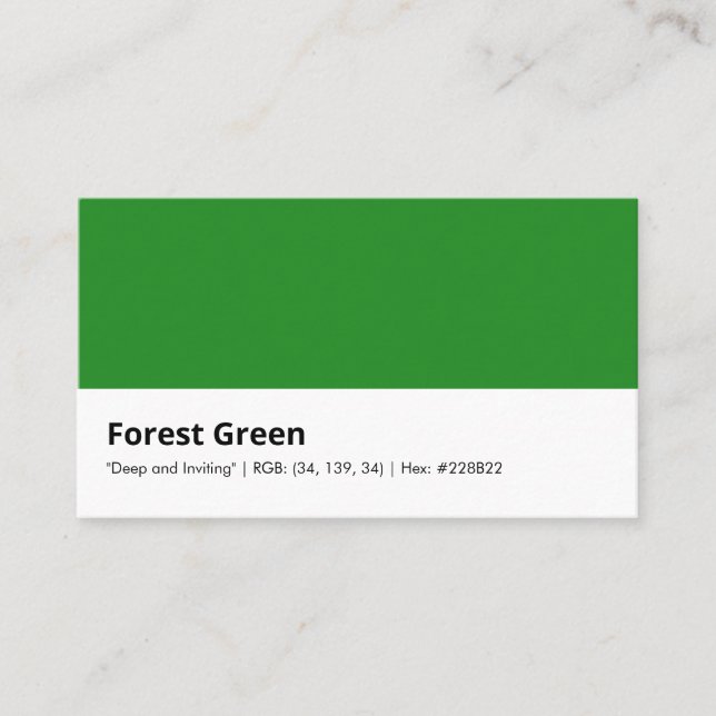 Tarjeta De Visita Verde Bosque | "Profundo e Invitador"  (Anverso)