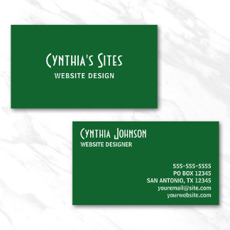 Tarjeta De Visita Verde bosque y blanco Retro Negrita
