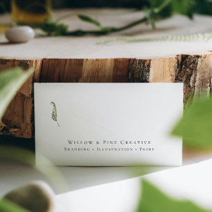 Tarjeta De Visita Verde Botánico   QR Minimalista Moderna y Elegante