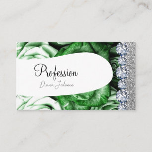 Tarjeta De Visita Verde Brillante Chic Oro Artista Rosa Dorado