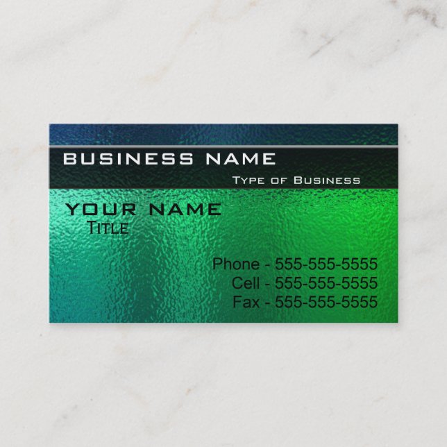 Tarjeta De Visita Verde brillante y genérico Metalizado azul (Anverso)