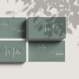 Tarjeta De Visita Verde | Código QR minimalista elegante moderno
