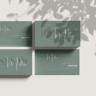 Tarjeta De Visita Verde   Código QR minimalista elegante moderno