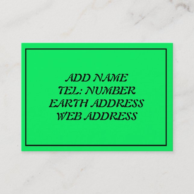 Tarjeta De Visita Verde con marco negro (Anverso)