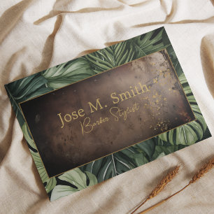 Tarjeta De Visita Verde de cuero único profesional Elegante Verde