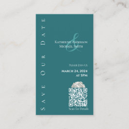 Tarjeta De Visita Verde de Esmeralda Moderno-Guardar el código Date-