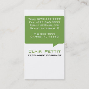 Tarjeta De Visita Verde de la burbuja de la charla