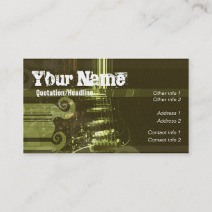 Tarjeta de visita verde de la guitarra del Grunge