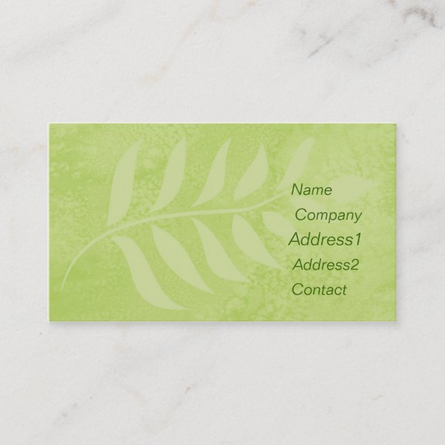 tarjeta de visita verde de la hoja (Anverso)