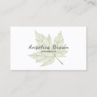 Tarjeta de visita verde de la hoja de arce