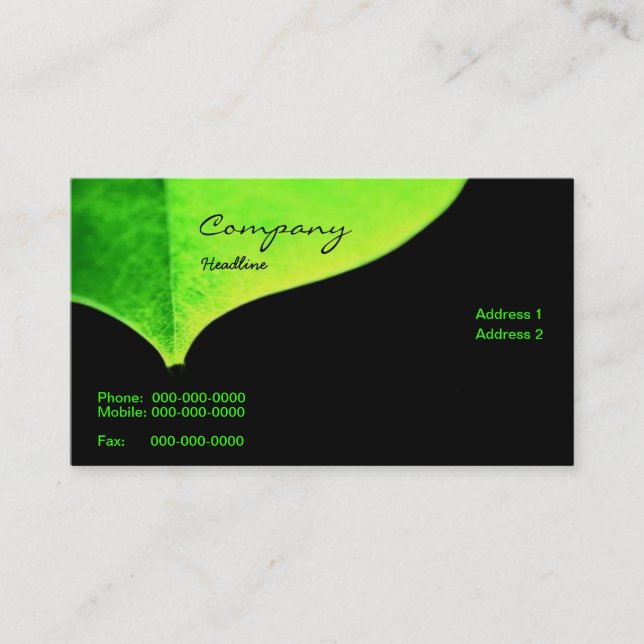 Tarjeta de visita verde de la licencia (Anverso)