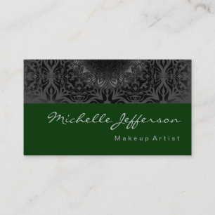 Tarjeta de visita verde de patrón gris de artista