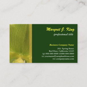 Tarjeta de visita verde de pétalo de flor de orquí