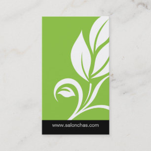 Tarjeta de visita verde del balneario del salón d