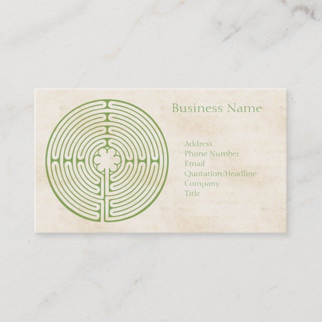 Tarjeta De Visita Verde del laberinto de Chartres (Anverso)