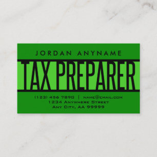 Tarjeta De Visita Verde del preparador de impuestos