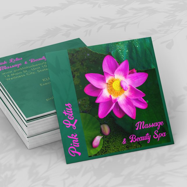Tarjeta de visita verde del spa de belleza Pink Lo (Subido por el creador)