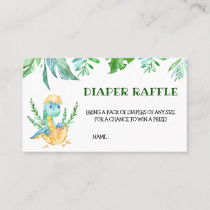 Tarjeta De Visita Verde Dinosaurio Baby Shower Diaper Raffle