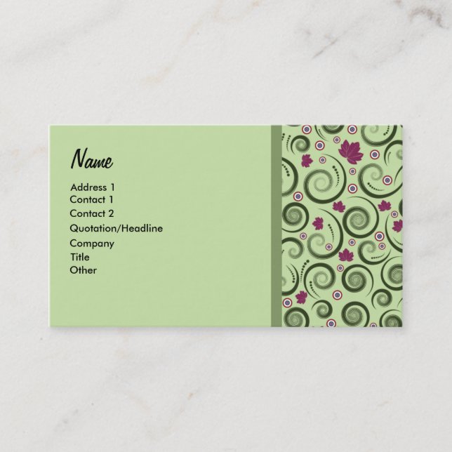 Tarjeta De Visita Verde elegante (Anverso)