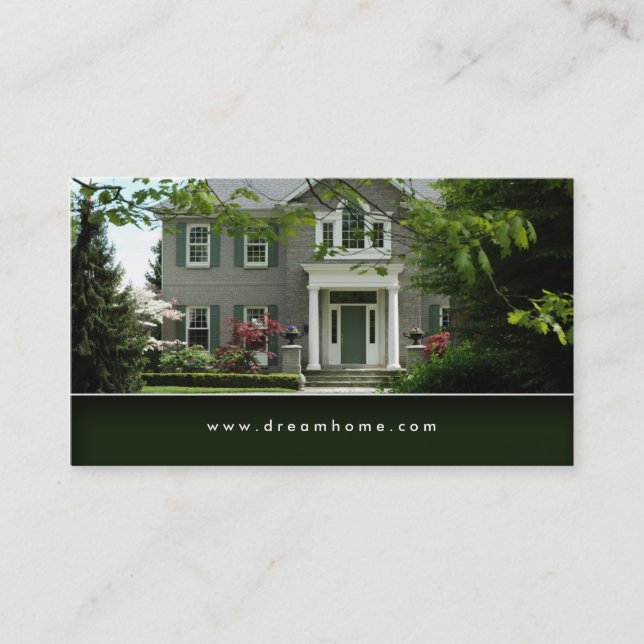 Tarjeta de visita verde elegante de la casa de las (Anverso)