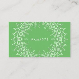 Tarjeta De Visita Verde elegante de la yoga de Namaste de la mandala