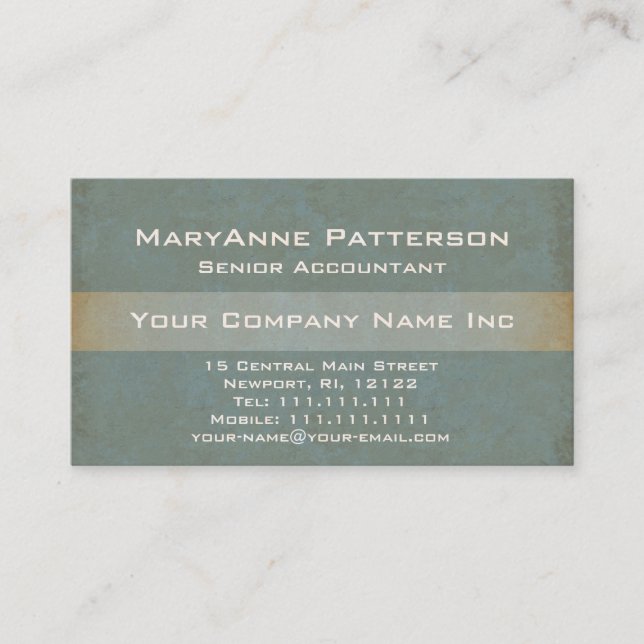 Tarjeta De Visita Verde elegante y pendiente natural de las texturas (Anverso)