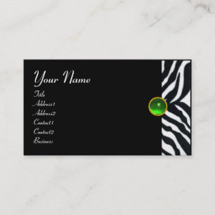 Tarjeta De Visita VERDE ESmeralda NEGRO BLANCO CEBRA PELAJE MONOGRAM