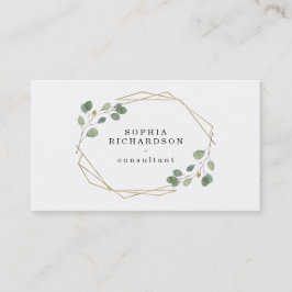 Tarjeta De Visita Verde eucalipto simple | Geométrica de oro