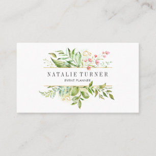 Tarjeta de visita verde floral salvaje del follaje