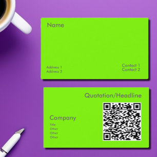 Tarjeta De Visita verde fluorescente -código QR