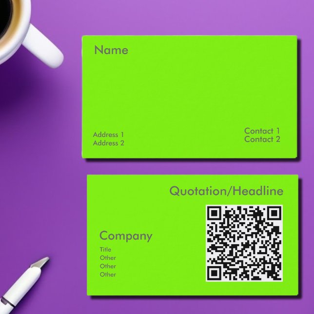 Tarjeta De Visita verde fluorescente -código QR (Subido por el creador)