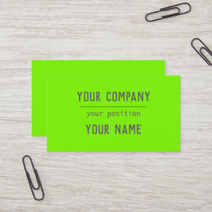 Tarjeta De Visita verde fluorescente - letra negrita