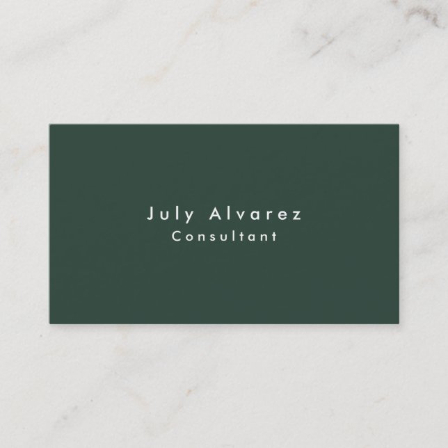 Tarjeta De Visita Verde grisáceo elegante Minimalista (Anverso)