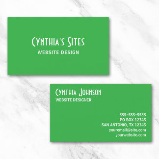 Tarjeta De Visita Verde Kelly y Blanco Retro Negrita