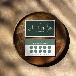Tarjeta De Visita Verde | Lealtad minimalista elegante moderna 