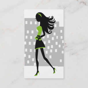 Tarjeta De Visita verde lima del chica el   de la ciudad 311-Stylish