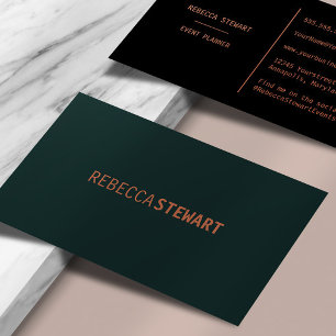 Tarjeta De Visita Verde Malhumorado y Cobre Elegante Moderno