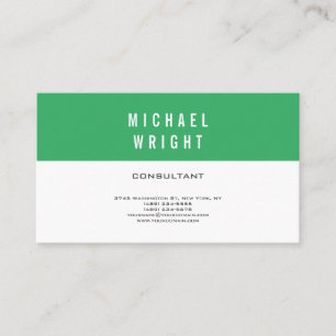 Tarjeta De Visita Verde Marino Blanco Moderno Plano Simple Minimalis