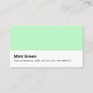 Tarjeta De Visita Verde Menta   "Fresco y Refrescante" 
