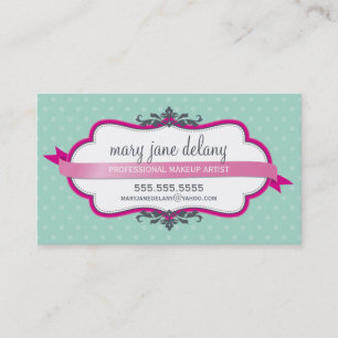 Tarjeta De Visita Verde menta intrépida elegante del rosa del