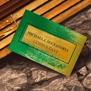 Tarjeta De Visita Verde metálico de oro cepillado profesional