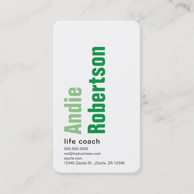 Tarjeta De Visita Verde Minimalista contemporáneo (Anverso)