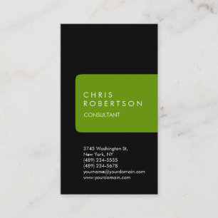 Tarjeta de visita verde negra única vertical de la