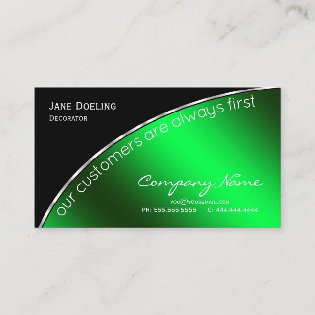 Tarjeta De Visita Verde negro elegante profesional (Anverso)