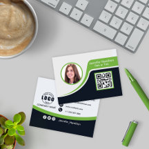 Verde negro profesional añada su código QR de logo