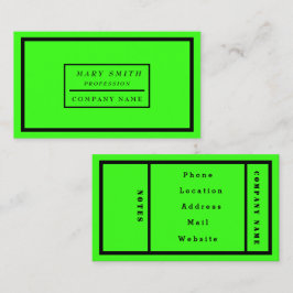 Tarjeta De Visita Verde Neon Fluorescente Simple Moderno