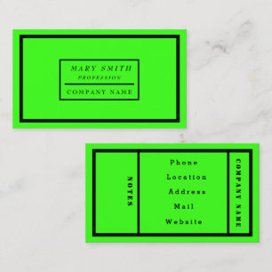 Tarjeta De Visita Verde Neon Fluorescente Simple Moderno